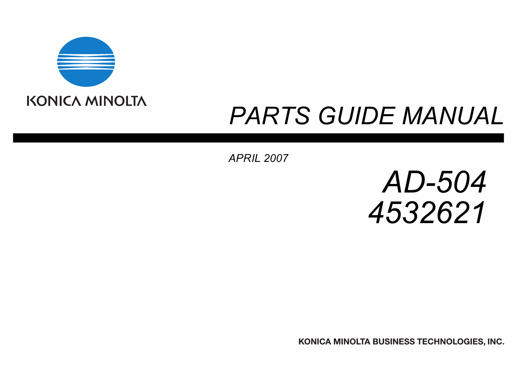 Konica-Minolta Options AD-504 4532621 Parts Manual-1